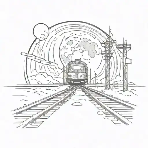 Moon Above Train Tracks