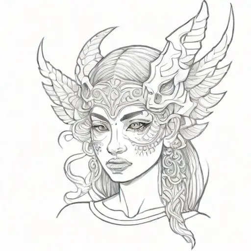 Mexican Girl With Dead Mask Crying Eyes White Dragon