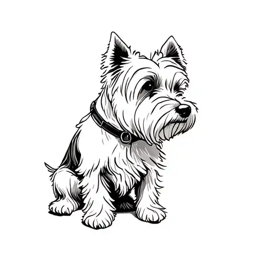 Westie Dog Shape Sitting Looking In Opposite Direction