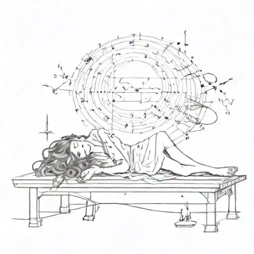 Sacrifice Table Girl Laying Down On It With Music Notes