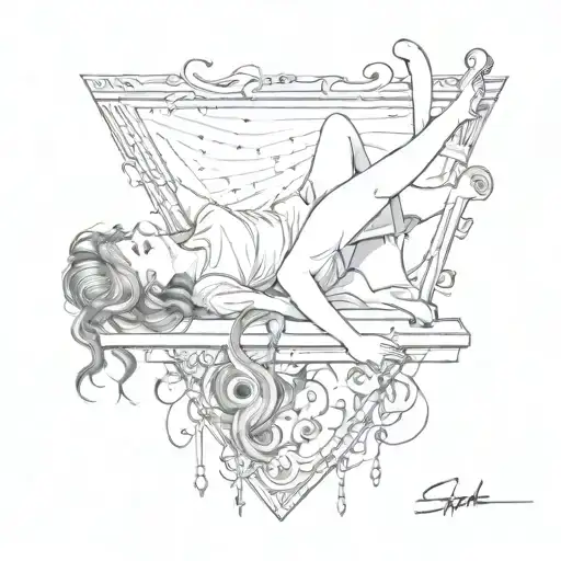 Sacrifice Table Girl Laying Down On It With Music Notes