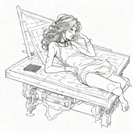 Sacrifice Table Girl Laying Down On It With Music Notes