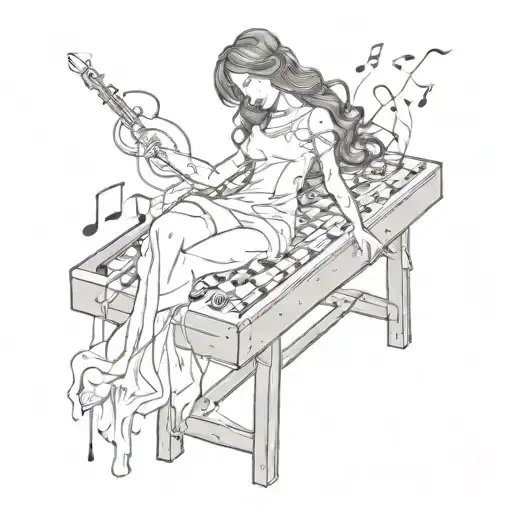 Sacrifice Table Girl Laying Down On It With Music Notes