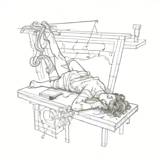 Sacrifice Table Girl Laying Down On It With Music Notes