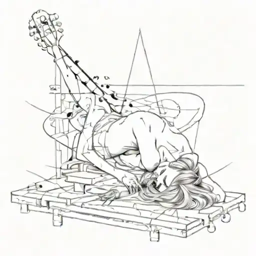 Sacrifice Table Girl Laying Down On It With Music Notes