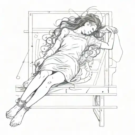 Sacrifice Table Girl Laying Down On It With Music Notes