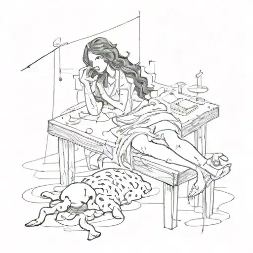 Sacrifice Table Girl Laying Down On It With Music Notes