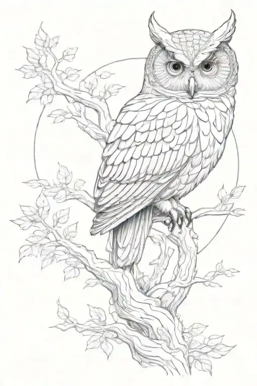 Owl Perched Atop Tree Of Life