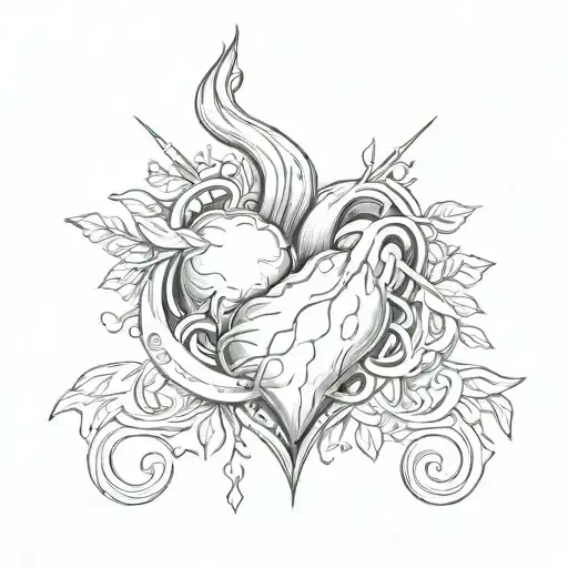 Realistic Heart With Saturn Ring Around