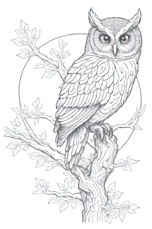 Owl Perched Atop Tree Of Life
