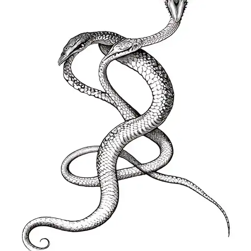 The Snake Wraps Around The Leg From The Foot And Above The Knee