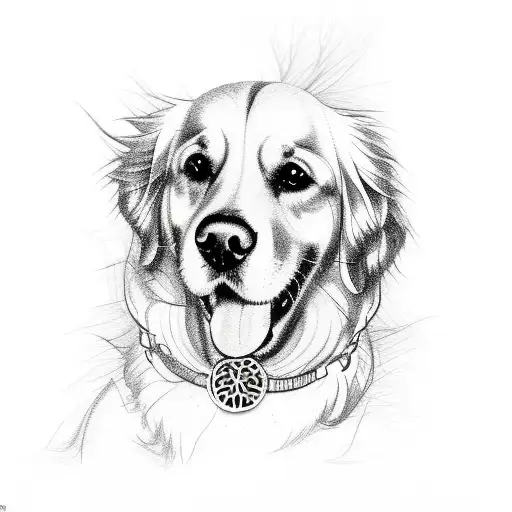 Golden Retriever Dog With Tree Of Life