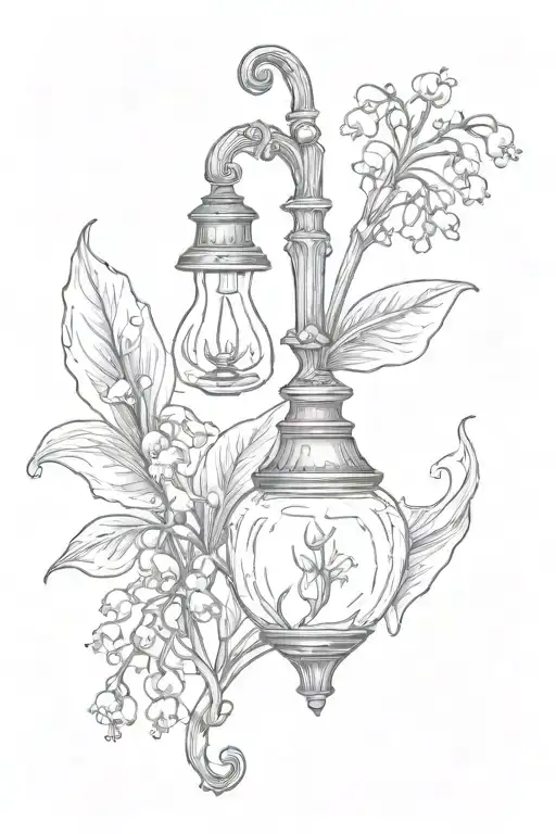 Lily Of The Valley Growing Out Of A Dead-flame Oil Lamp