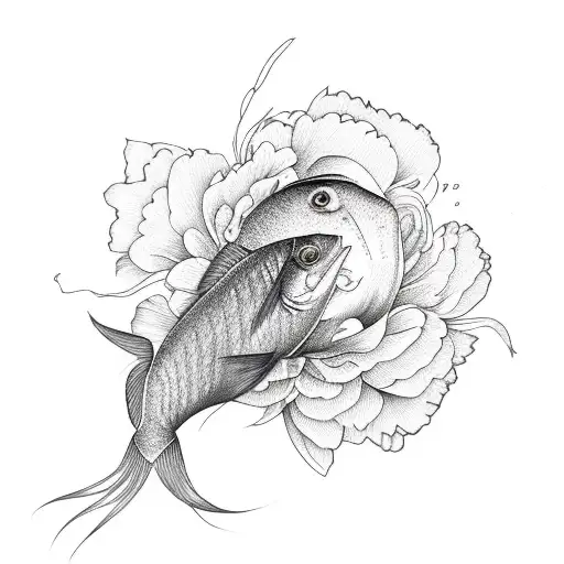 Peony With A Fish