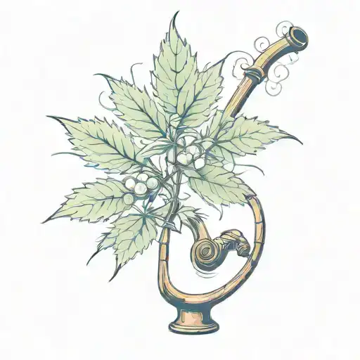 A Surrealistic Interpretation Of A Cannabis Plant Growing Out Of A Vintage Smoking Pipe