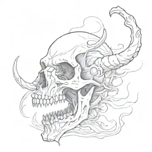 Wendigo Skull Breathing Smoke