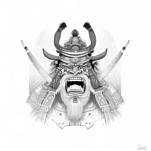 Japanese Samurai Facemask Of A Oni