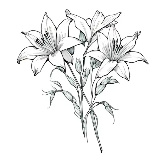 A Vine With Lilys Coming Down The Shoulder Piece Some Of The Lilys Being Small And Barley Sprouting