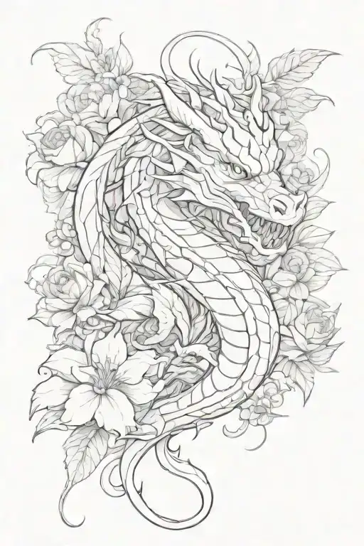 Dragon And Flowers