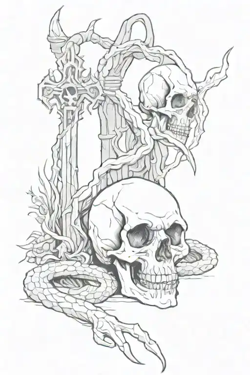 Grim Reaper Grave Yard Skull Snake