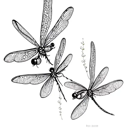 Mother And Daughter Tattoo Fine Line Dragonfly