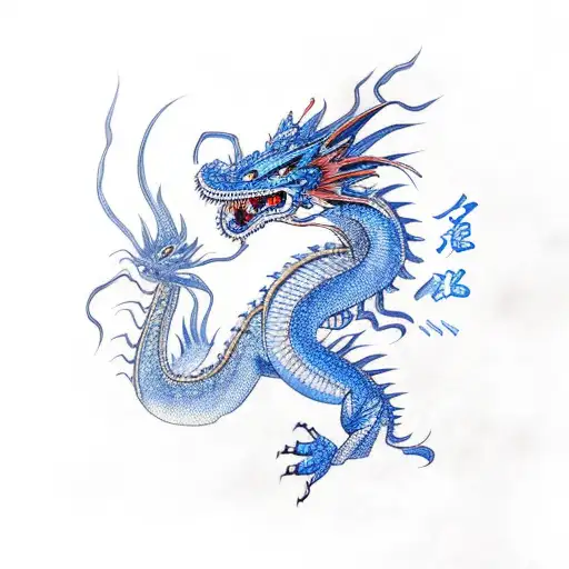 Blue Vietnamese Dragon With Feminine Features