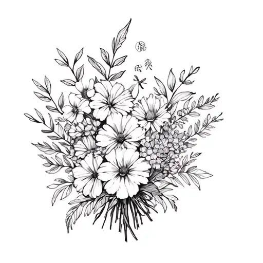 May August June Birth Flowers Bouquet Wrapped