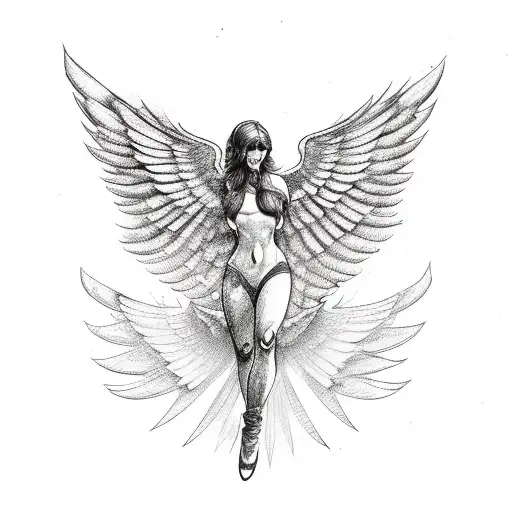 Female Falling Icarus With Wings Tattoo Design