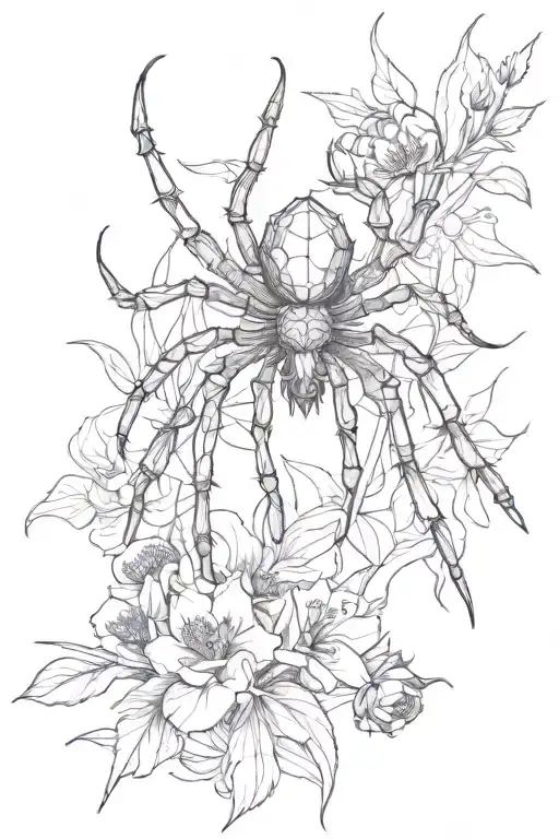 Spider Upsidedown On Flowers Stalking Its Prey Detailed