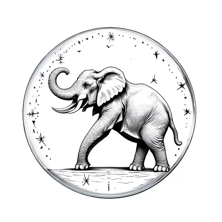 War Elephant Fighting Death Alone Aries Constelation Inside Hour Glass Life And Death Symbolism