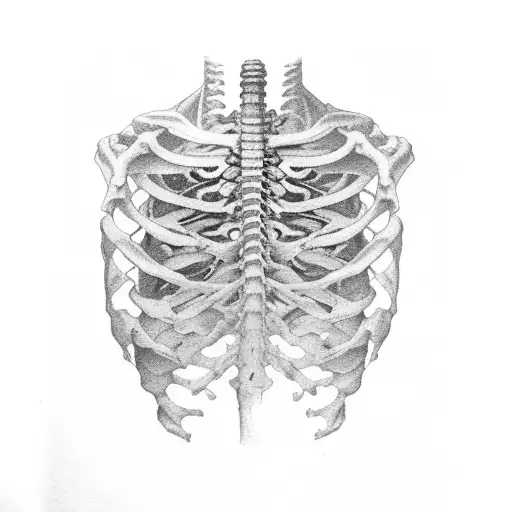 Rib Cage With Folliage And Plants