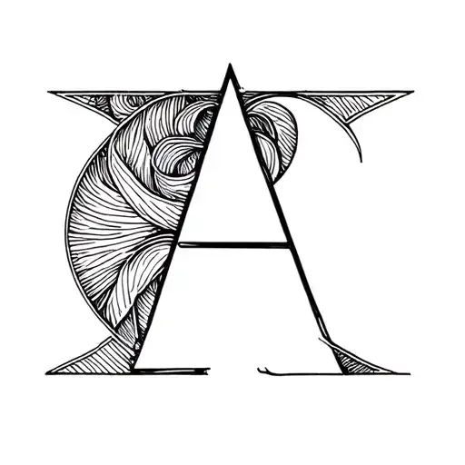 Letter A Minimalist Tattoo With Gap Inside To Color