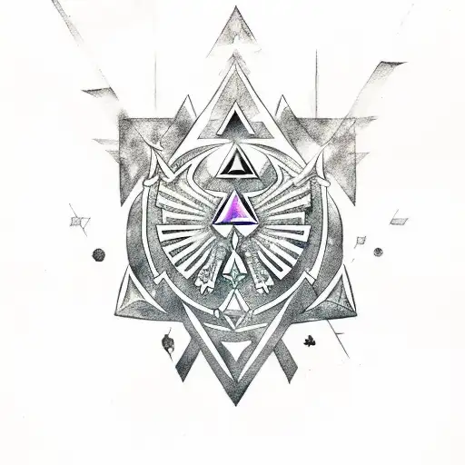 Zelda Triforce With Master Sword And Some Watercolor Dots