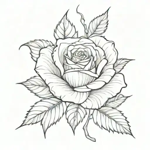 Rose With Stem In Half Sleeve