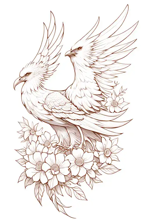 Phoenix With Flowers Intertwined