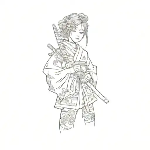 A Japanese Girl Holding A Sword