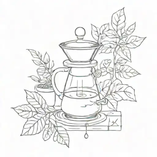 A Barista Brewing Coffee In A Chemex Surrounded By Coffee Plant Leaves