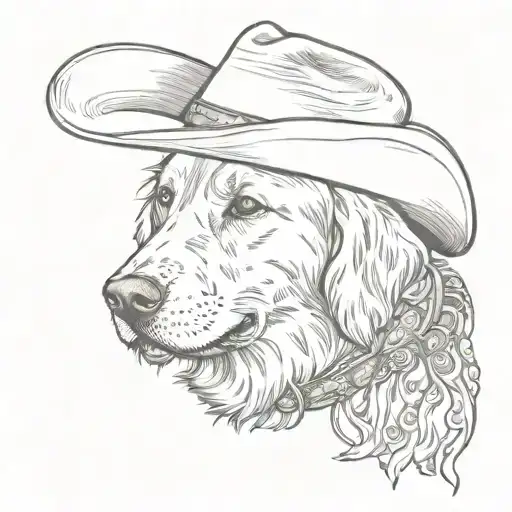 Golden Retriever Wearing A Cowboy Hat