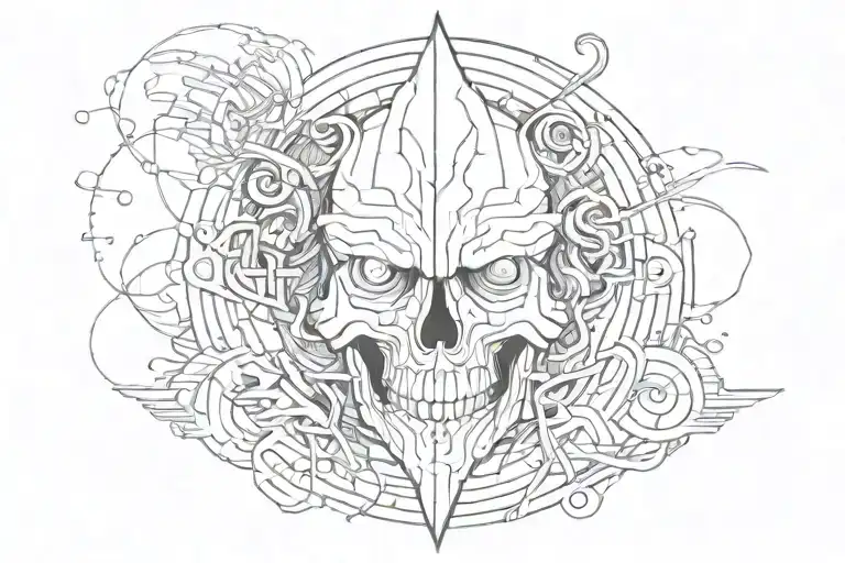 Create A Tattoo Design Featuring Abstract Symbols Representing Psychopathy