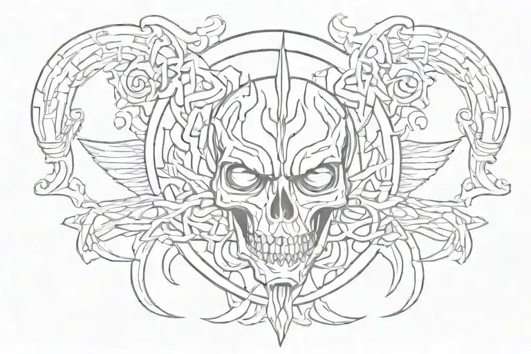 Create A Tattoo Design Featuring Symbols Representing Psychopathy With The Word Psychopathy