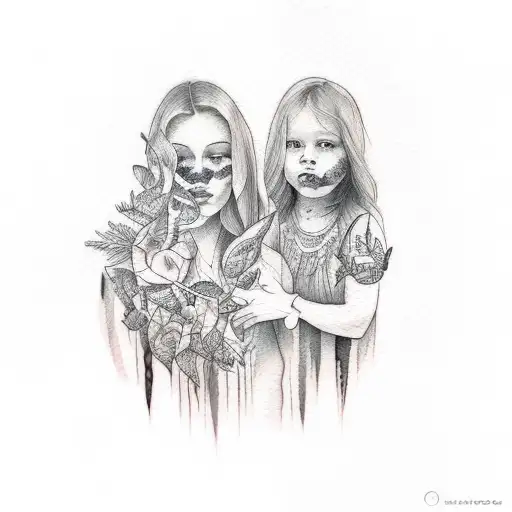 Mother Daughter Matching Tattoos Nature Themed Watercolor