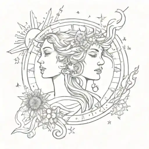 Sun Moon And Virgo Constellation Woman