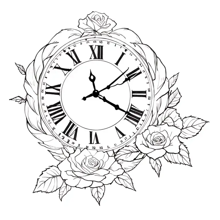 Clock And Roses