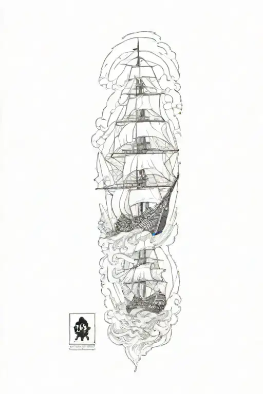 Pirate Ship In Hurricane With Zues Looking Own