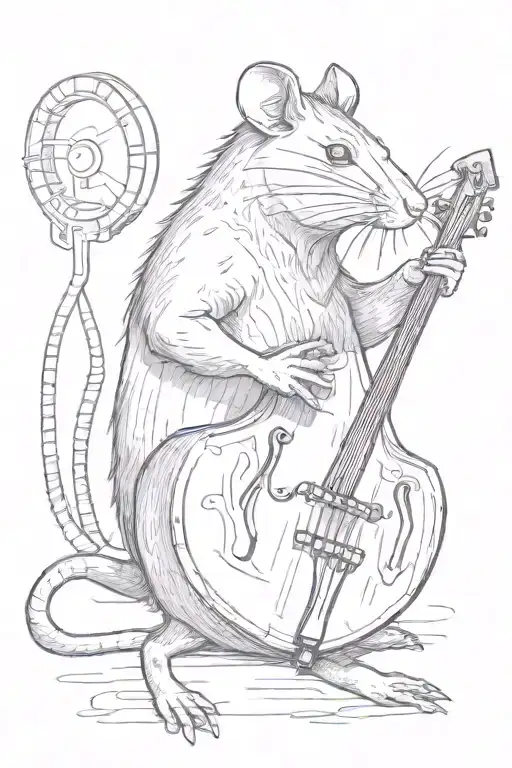 Rat With A Double Bass Guitar Red