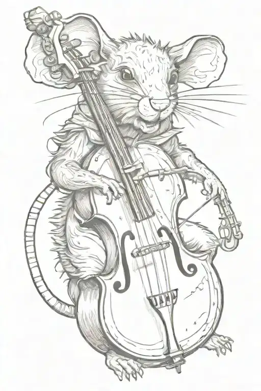 Rat With A Double Bass Guitar Red