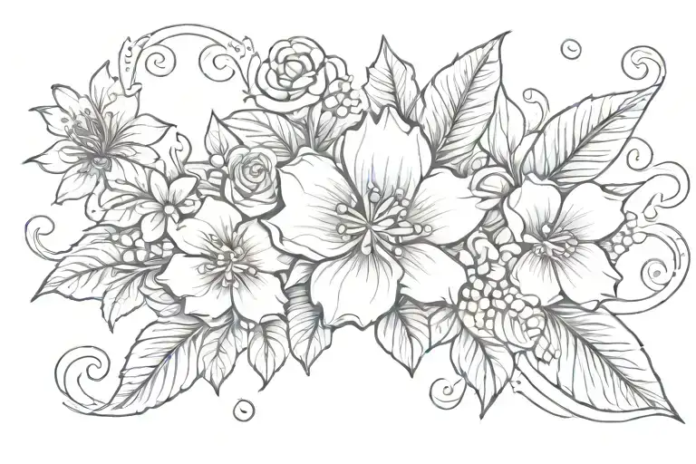 A Ornamental Ha Nd Tattoo Design With Coffee Beans And Flowers