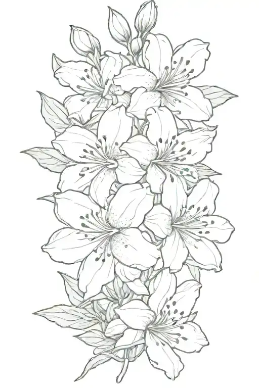 Azalea Flowers And Buds Outline