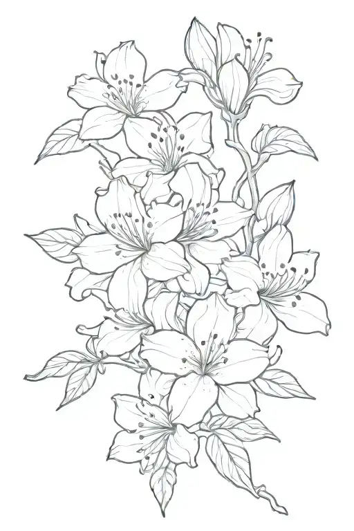 Azalea Flowers And Buds Outline S Shape