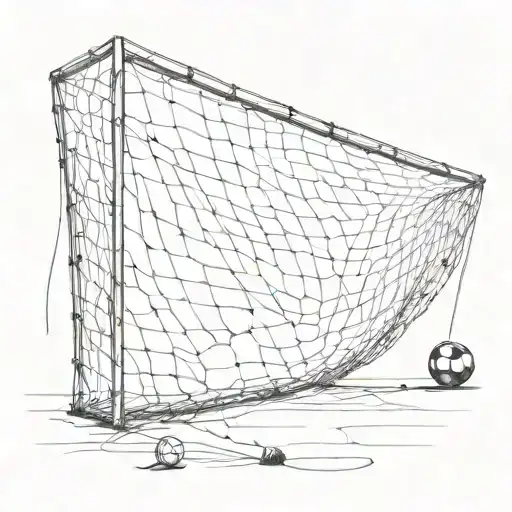A Soccer Net With A Ball Rolling Through It